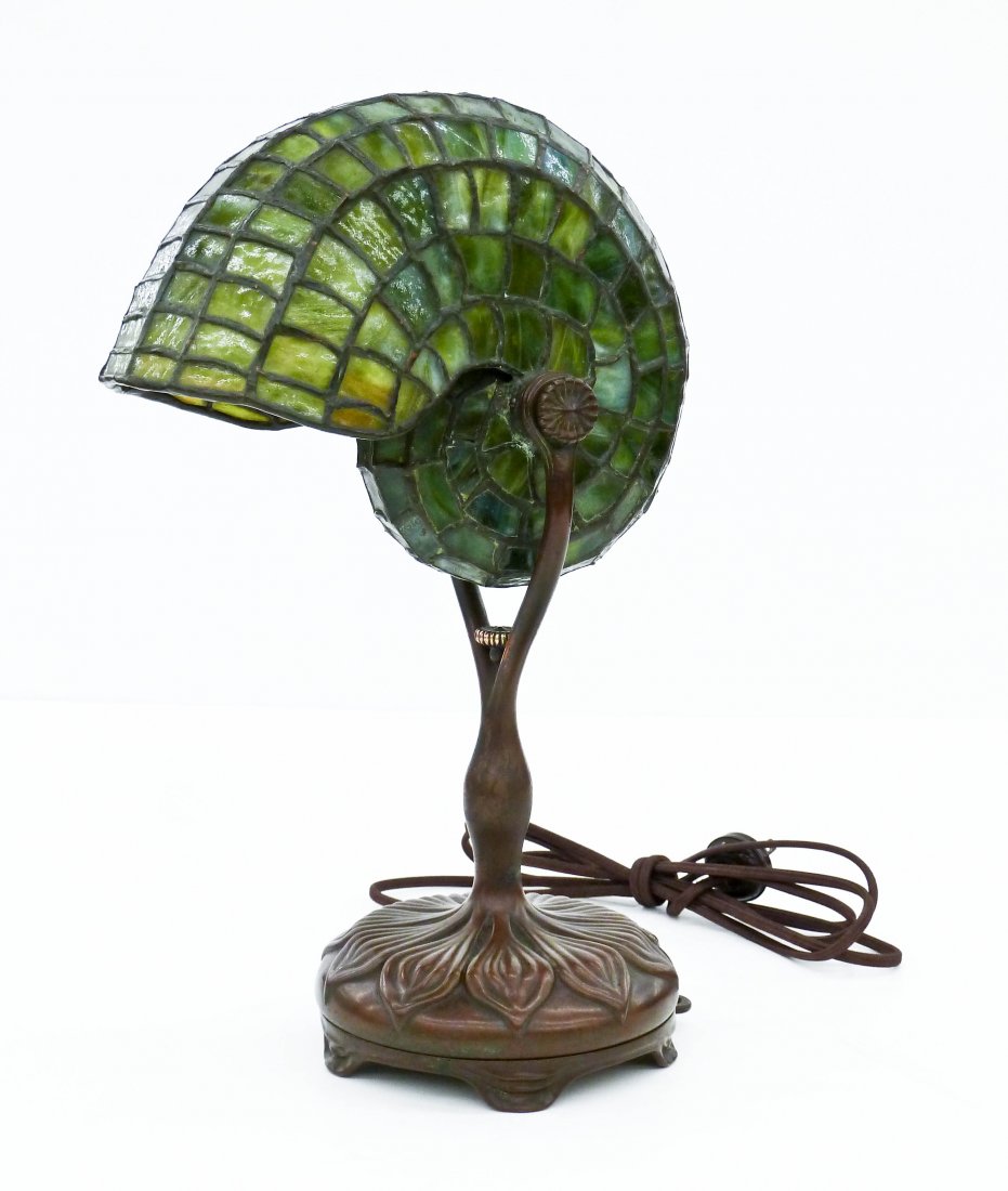 Tiffany Studios Leaded Glass and Bronze Nautilus Shell (1 of 8)