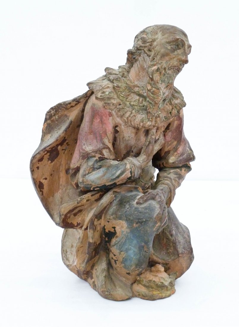 Antique Italian Painted Terracotta Figure of Saint (1 of 3)