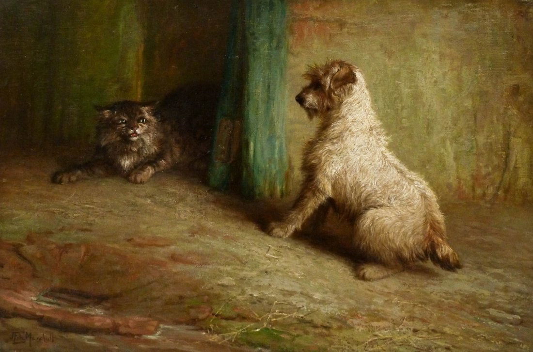 John Fitz Marshall (1859-1932 British) Dog and Cat (1 of 2)