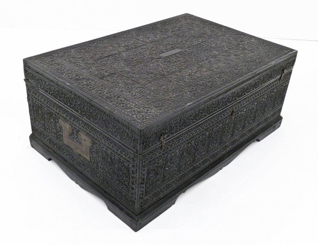 Antique Anglo Indian Carved Ebony Table Box (1 of 4)