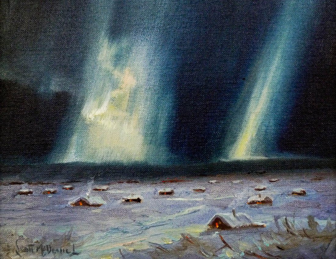 Scott McDaniel (1926-2012 Alaska) Northern Lights Oil (1 of 2)