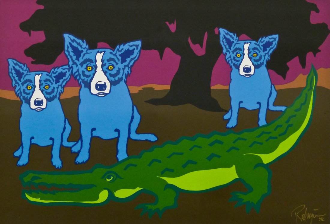 George Rodrigue (1944-2013 Louisiana) Blue Dogs with (1 of 3)