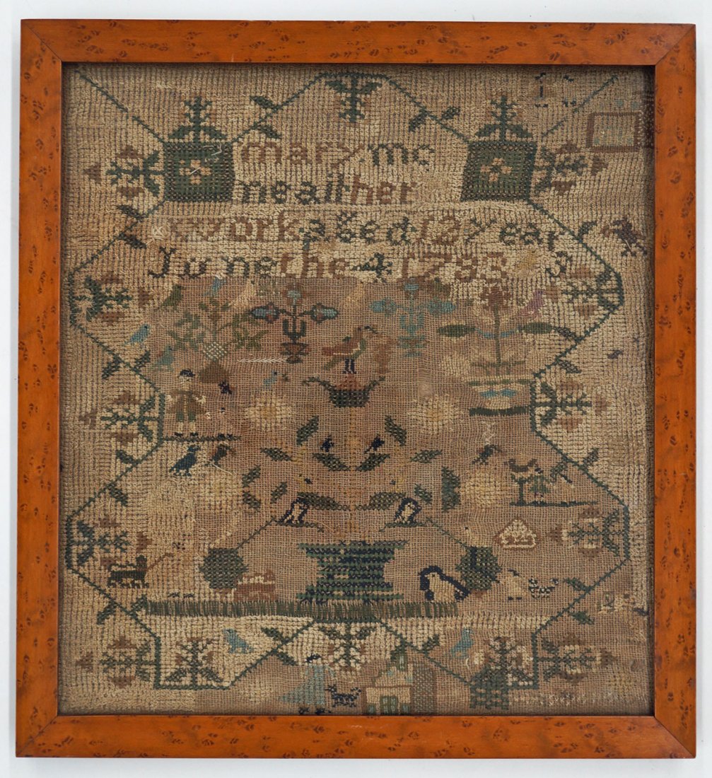 Dated 1783 Needlework Sampler, 12x11 site, purchases: Dated 1783 Needlework Sampler, 12x11 site, purchases from Donald Stuart Antiques, Evanston, IL