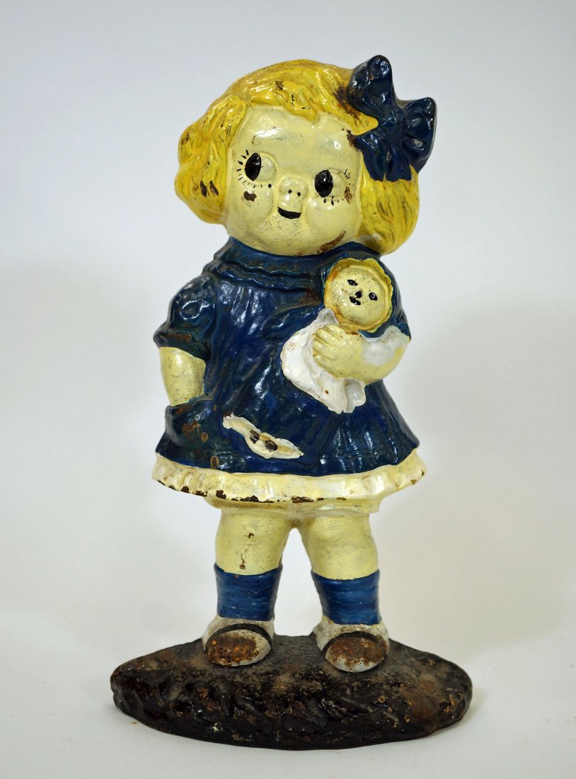 Antique Hubley Dolly Dingle Cast Iron Doorstop, 9 3/8'': Antique Hubley Dolly Dingle Cast Iron Doorstop, 9 3/8'' x 5 3/8''