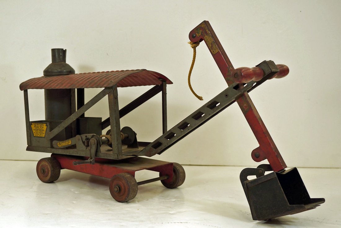Keystone Ride Em Pressed Steel Toy Steam Shovel,: Keystone Ride Em Pressed Steel Toy Steam Shovel, 11.5''x23.5'' Good Condition