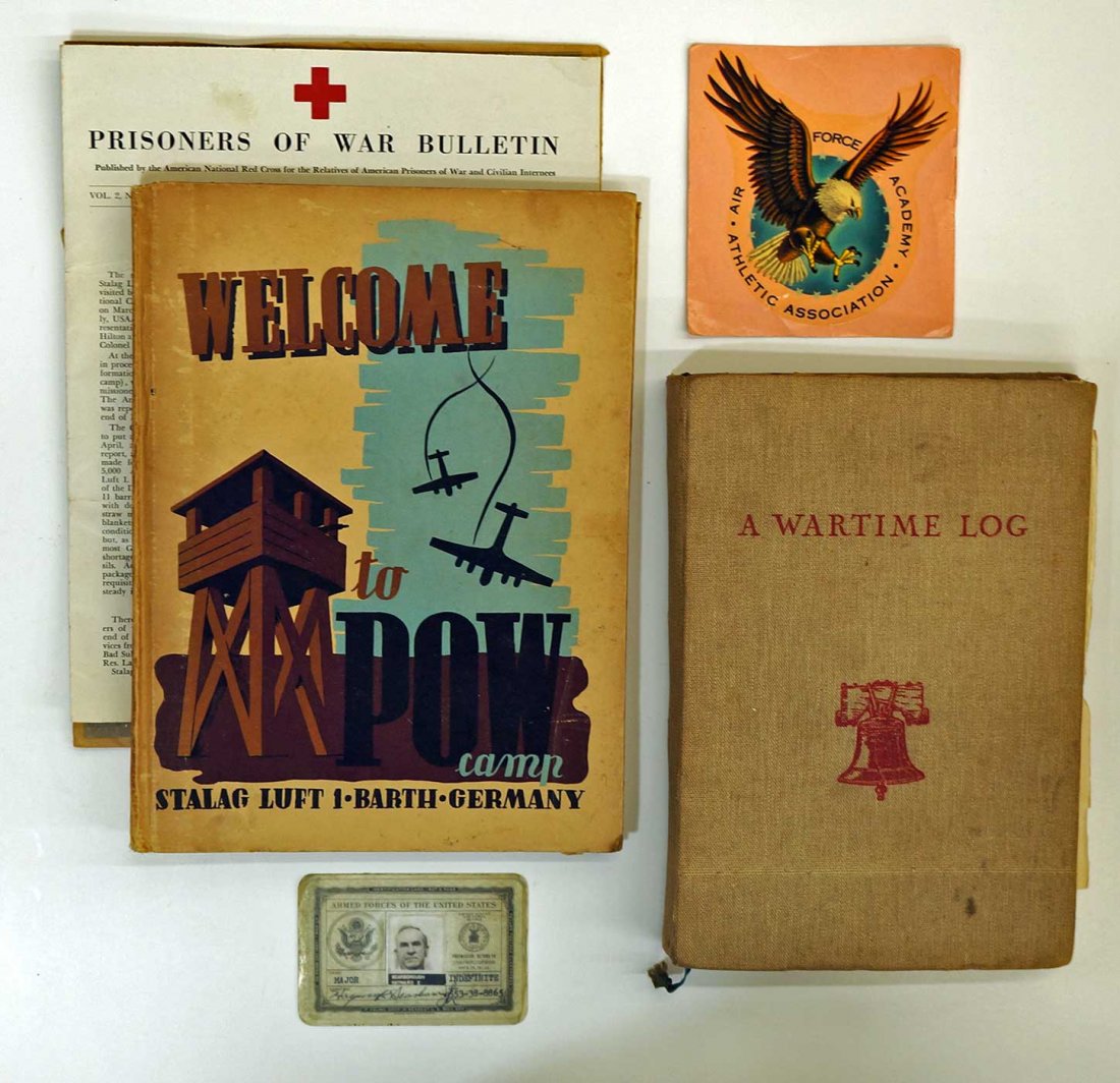 Archive of Items belonging to Air Force Major Hayward E: Archive of Items belonging to Air Force Major Hayward E Scarborough, Scarborough was a POW during WWII, Stalag Luft 1, Barth, Germany, returning following the war & retired as a Pilot. The Air Medal w
