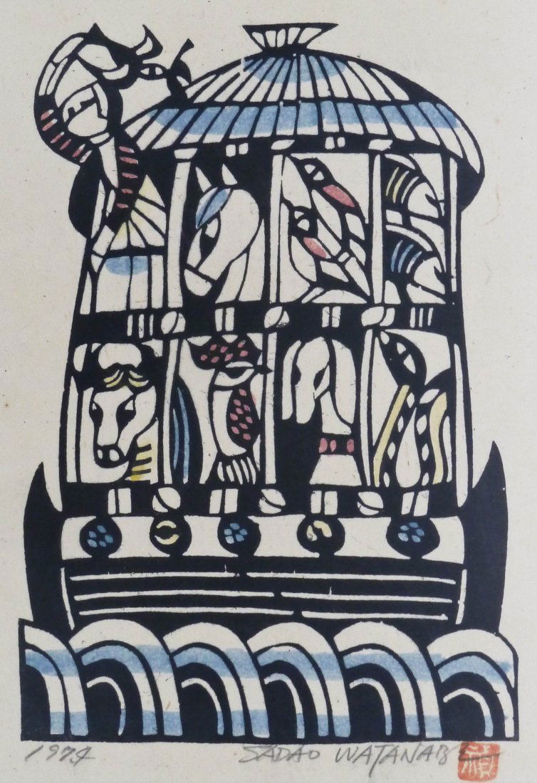 2pc Sadao Watanabe & Iwao Akiyama Japanese Woodblock (1 of 2)