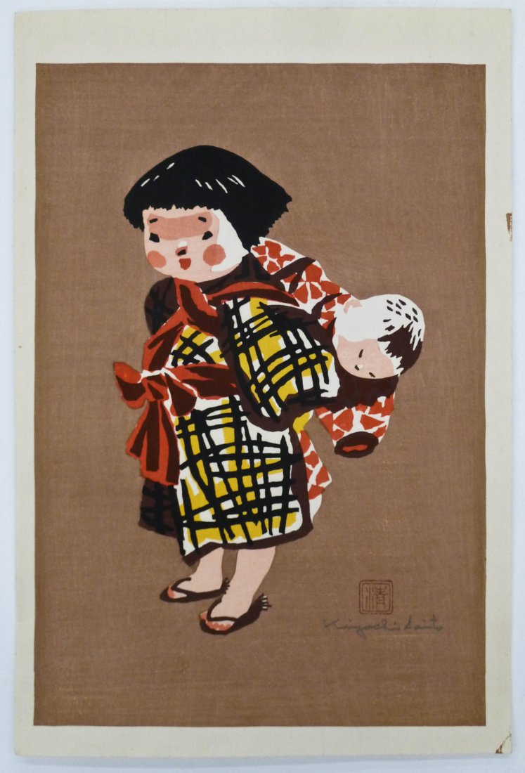 2pc Kiyoshi Saito & Reika Iwami Modernist Woodblock (1 of 2)