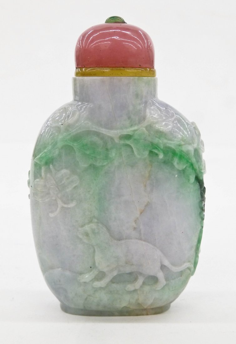 Antique Chinese Jadeite Carved Snuff Bottle 3.25''x2''. (1 of 3)