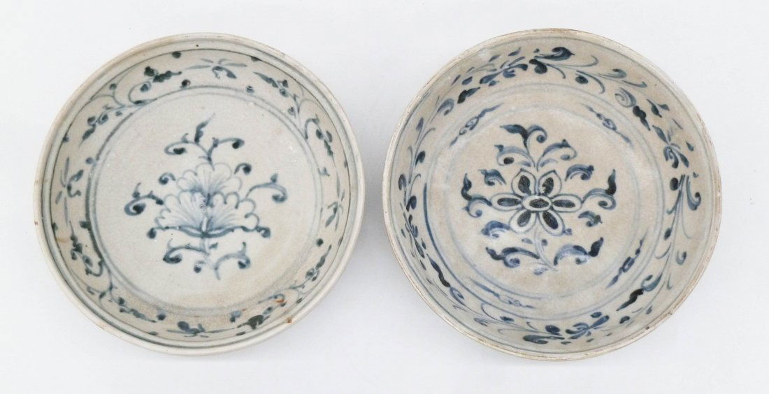 2pc Hoi An Hoard Blue & White Ceramic Floral Bowls (1 of 2)