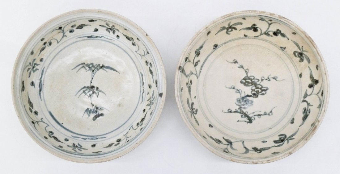 2pc Hoi An Hoard Blue & White Ceramic Floral Bowls (1 of 2)