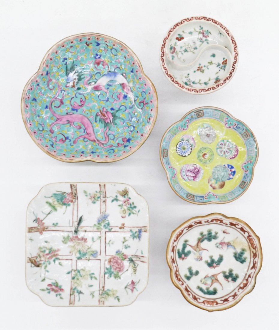 5pc Chinese Tongzhi Famille Rose Porcelain. Includes (1 of 4)