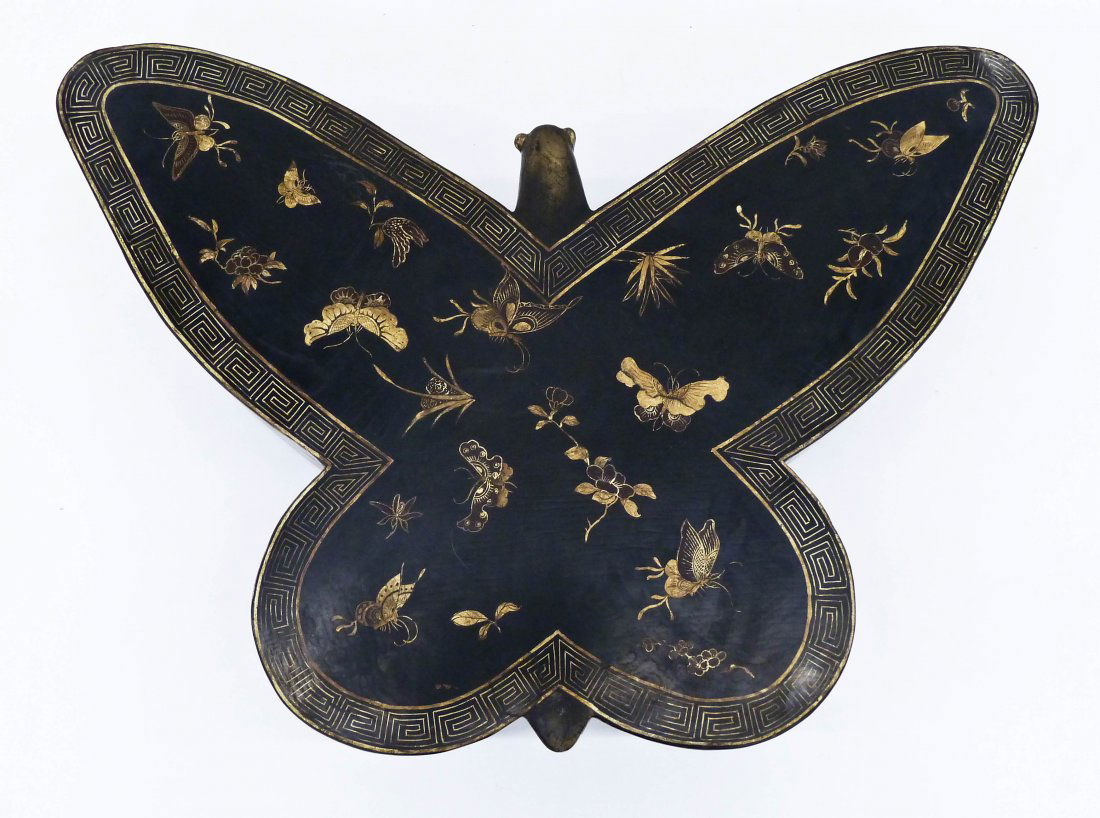 Old Chinese Lacquered Butterfly Box 5''x19''x28''. (1 of 3)