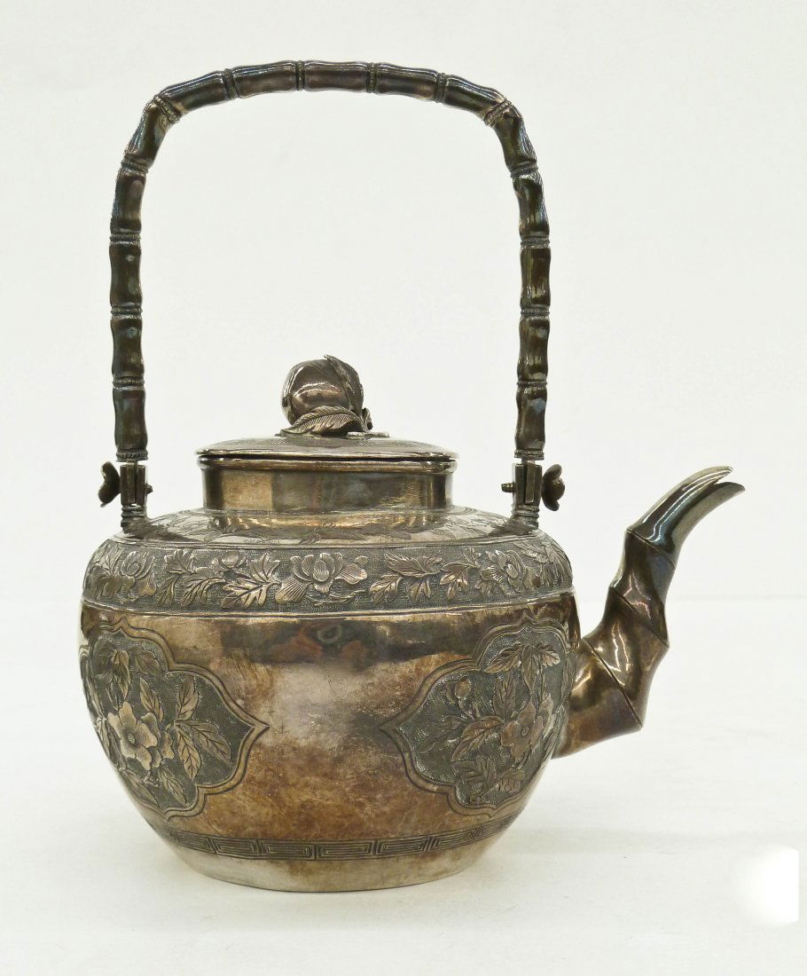 Antique Chinese Sterling Silver Teapot 7''x6''. Figural (1 of 6)