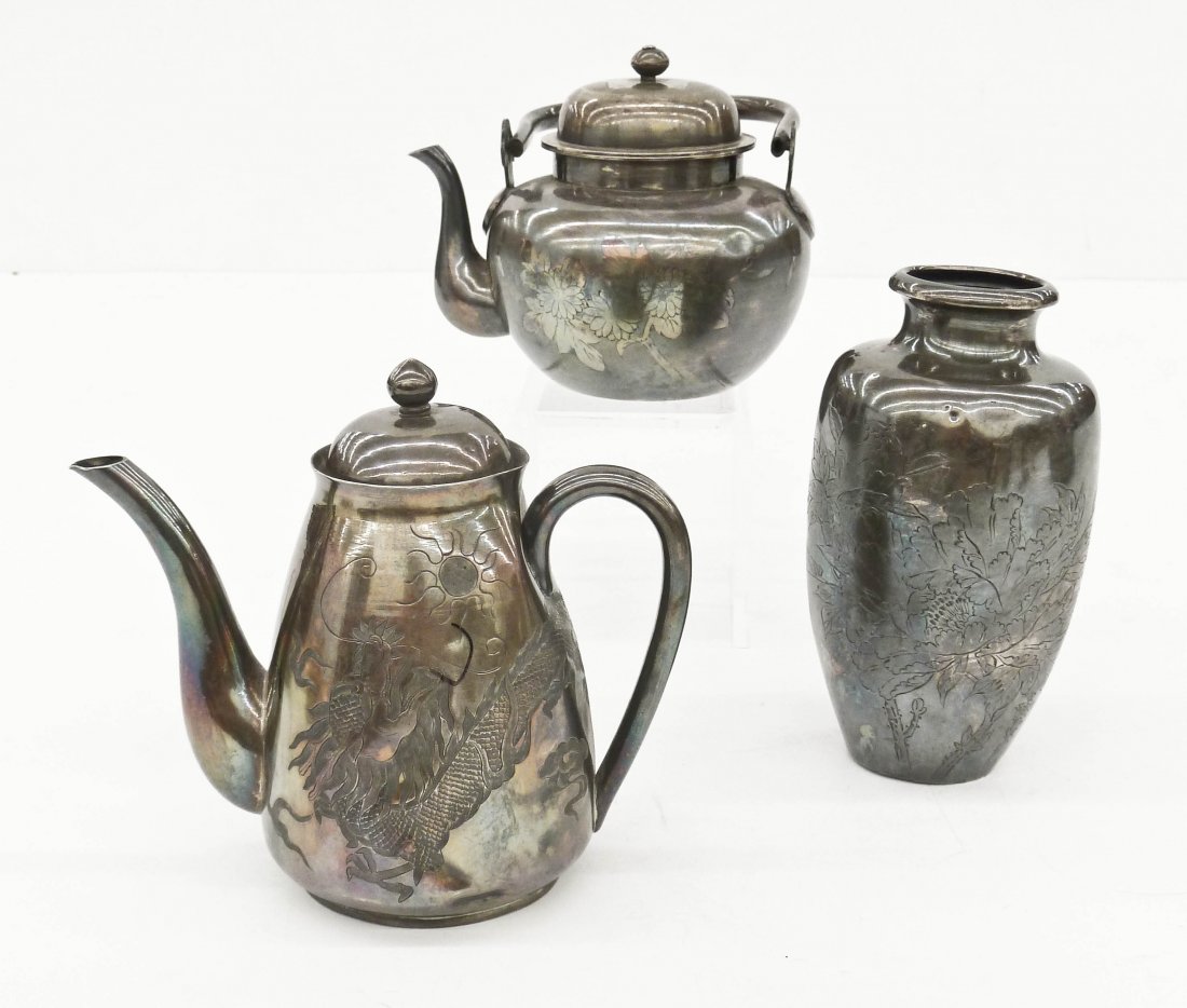 3pc Chinese & Japanese Export Silver. Includes a (1 of 2)