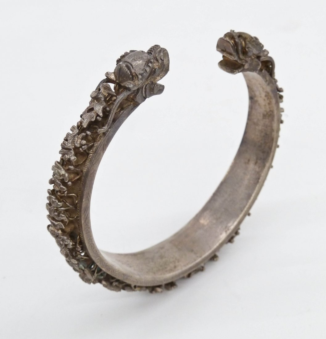 Antique Chinese Silver Dragon Bracelet 3''x3.25''. (1 of 3)
