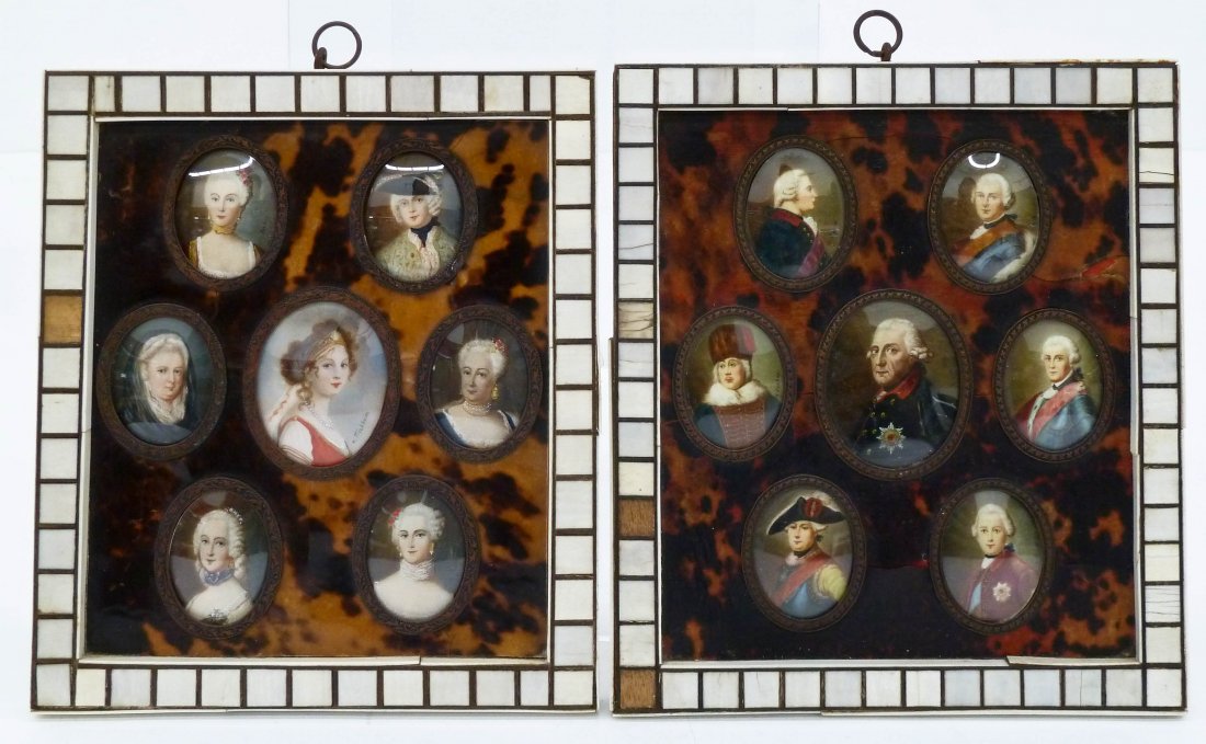 Pair Antique Napoleon French Miniatures Framed 7''x6'' (1 of 2)