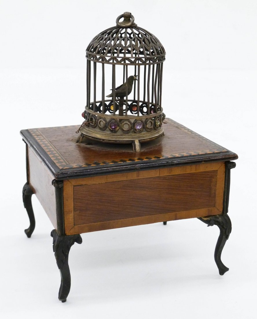 Antique German Miniature Bird Automaton on Table (1 of 2)