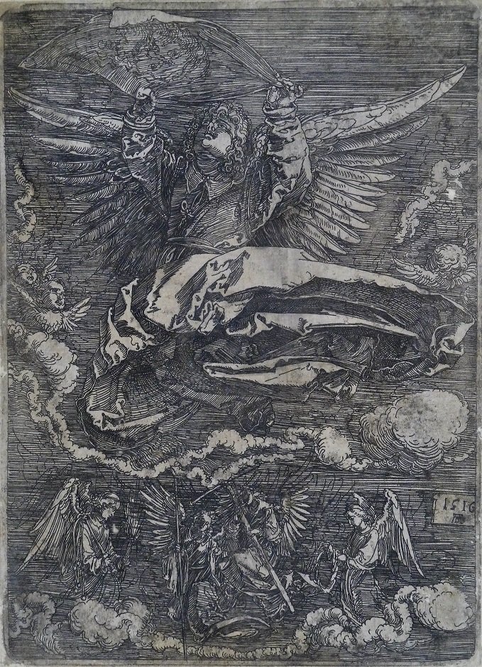 Albrecht Durer (1471-1528 German) ''Sudarium Spread Out: Albrecht Durer (1471-1528 German) ''Sudarium Spread Out by An Angel'' 1516 Woodcut 7.25''x5.25'' Impression. Margins cut to impression and laid down onto thicker stock paper. Matted size 12.25''x9''. 