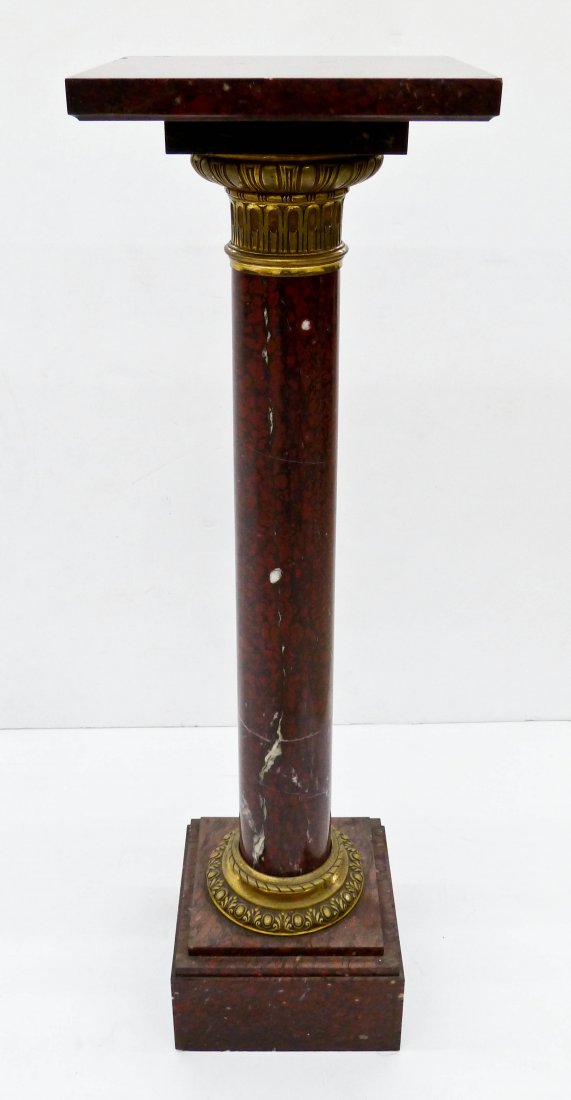Antique French Red Marble Ormolu Mounted Pedestal (1 of 2)