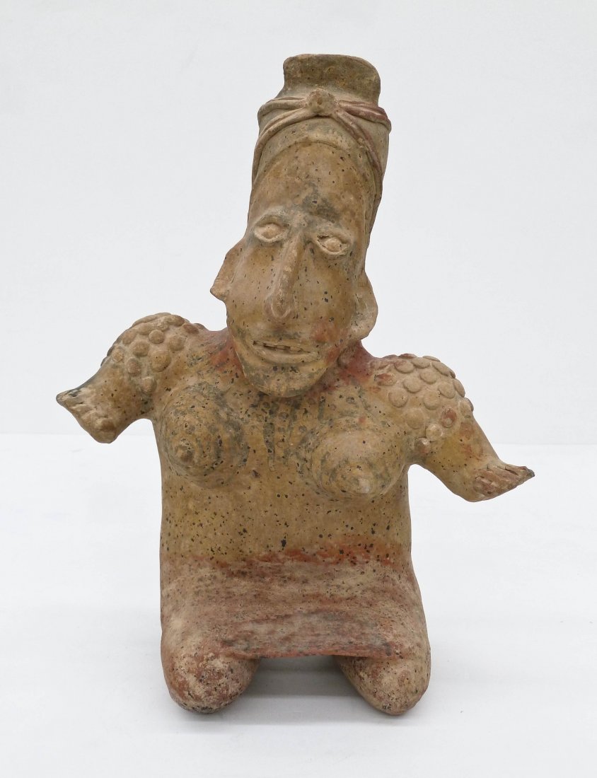 Pre Columbian Jalisco Seated Female Ceramic Figure (1 of 4)