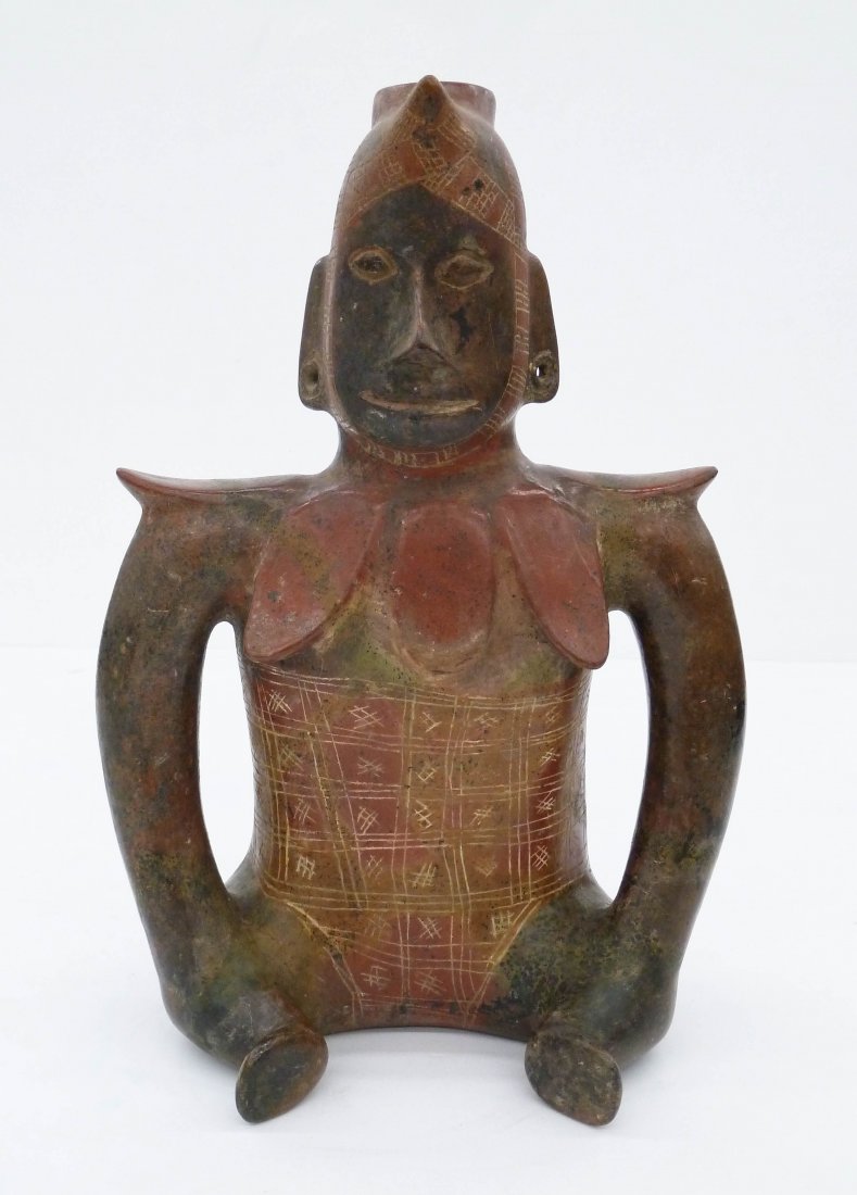 Pre Columbian Colima Seated Shaman Ceramic Vessel (1 of 3)