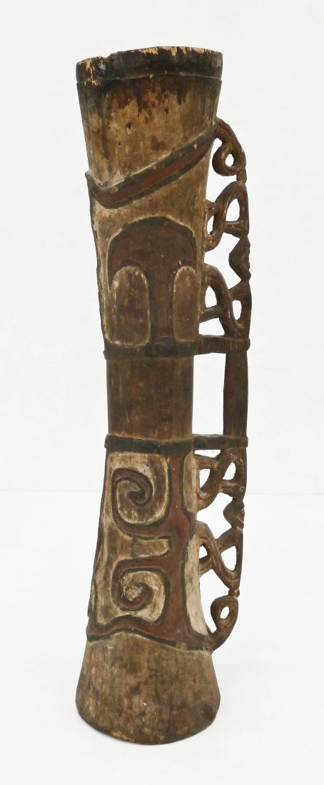 Old Asmat New Guinea Wood Drum 48''x6.5''. Carved and (1 of 2)