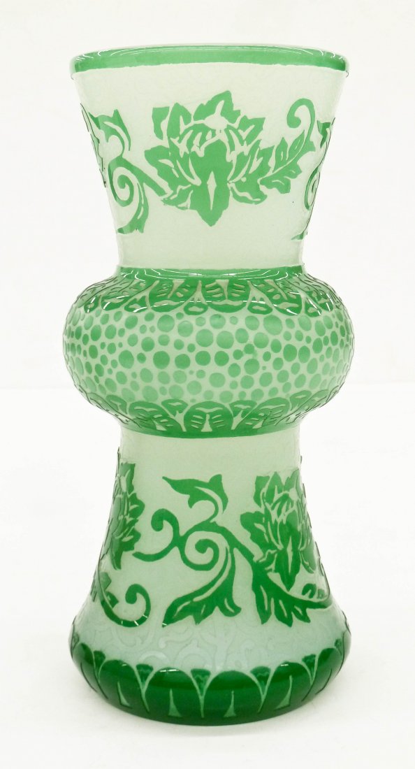 Steuben Jade Acid Cut Art Glass Vase 10''x5''. Unusual (1 of 2)