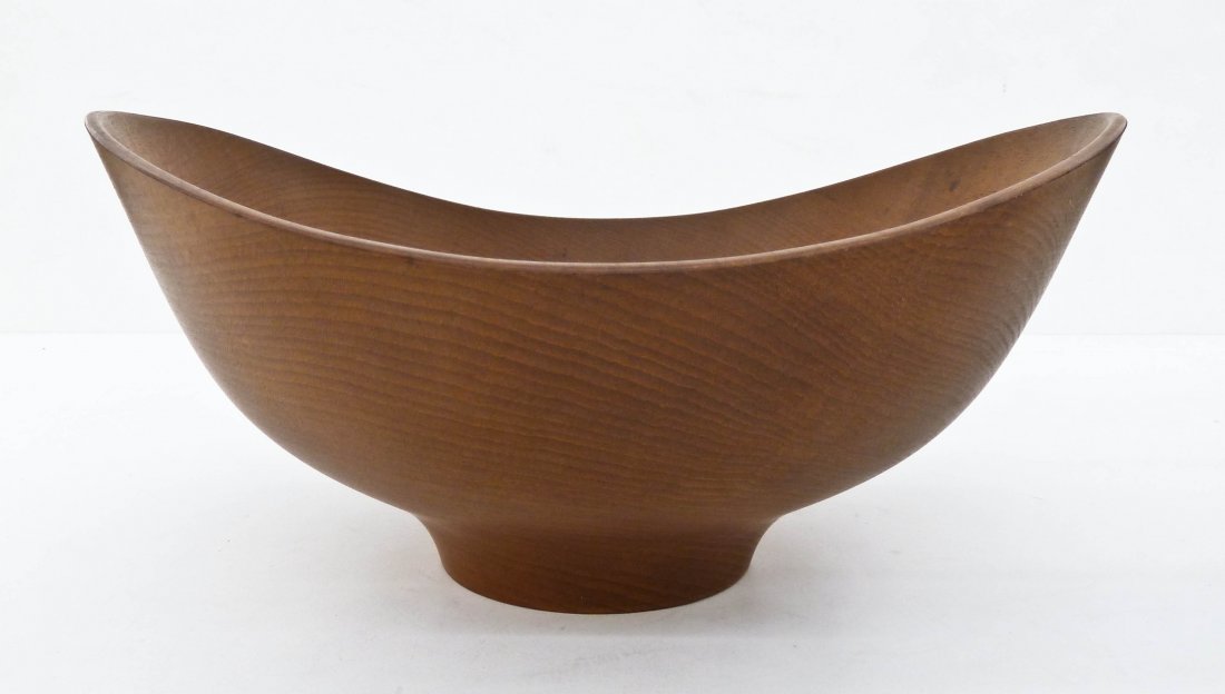 Finn Juhl for Kay Bojeson Large Teak Bowl: Finn Juhl for Kay Bojeson Large Teak Bowl 7''x14''x13''. Circa 1950 and in excellent original condition. Impressed ''DESIGN FINN JUHL'' and ''KAY BOJESON DENMARK'' on bottom.