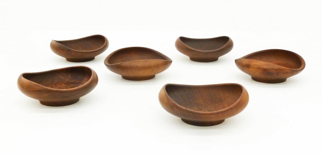 6pc Finn Juhl for Kay Bojeson Teak Small Bowls 2''x6'' (1 of 3)