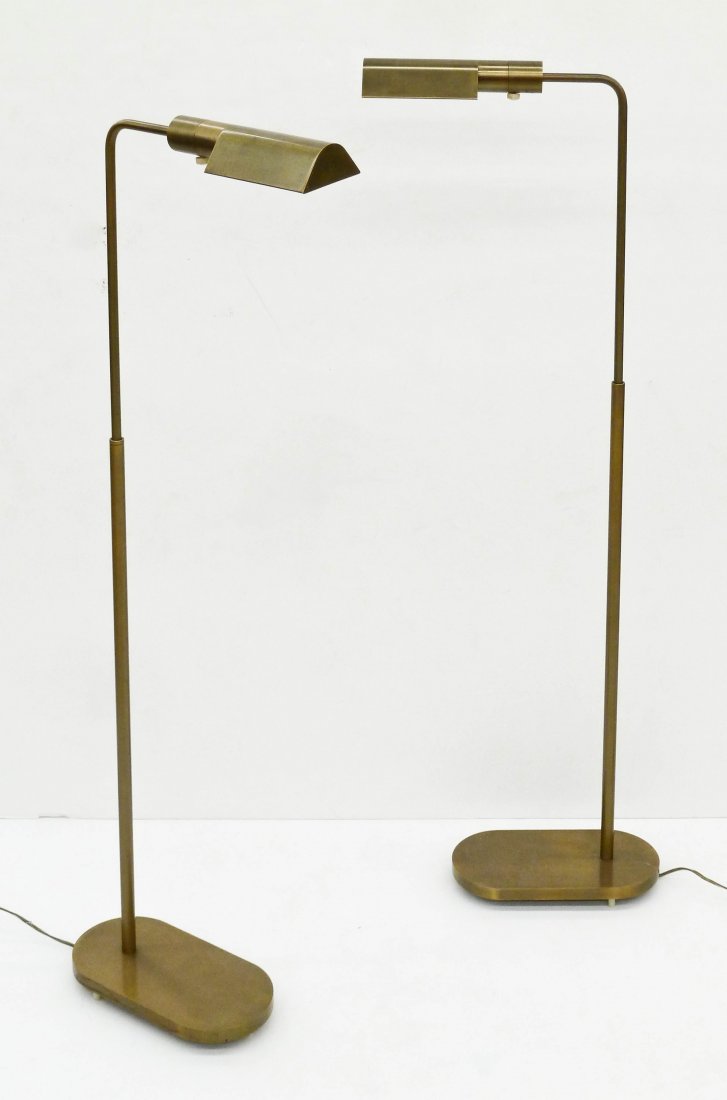 Pair Casella Brass Designer Adjustable Floor Lamps (1 of 2)