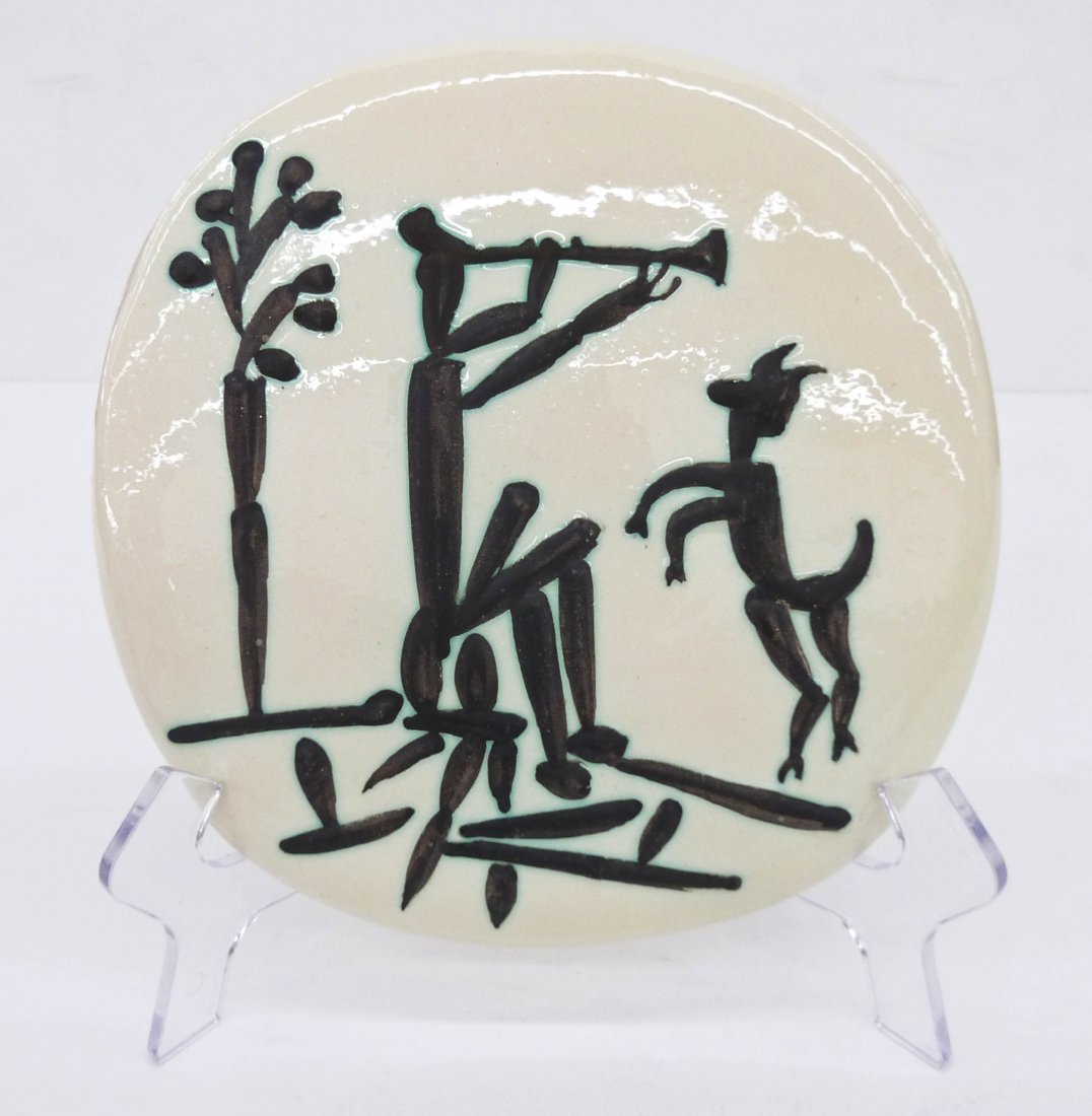 Pablo Picasso ''Flute Player and Goat'' 1956 Madoura (1 of 3)