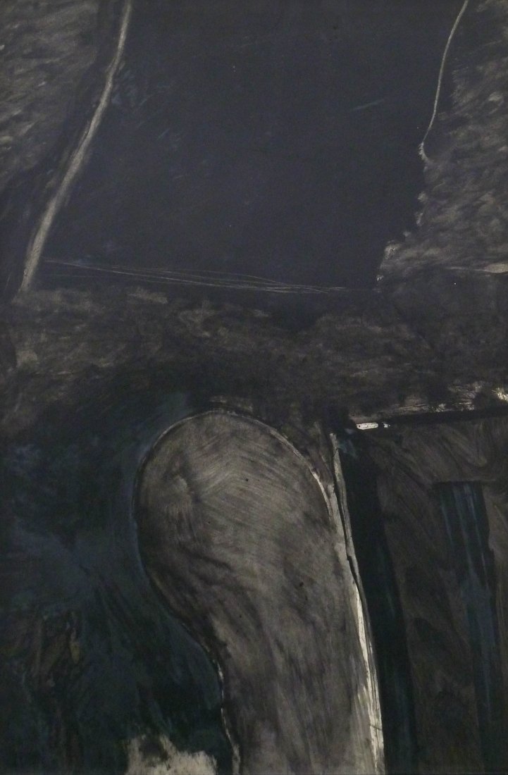 Frank Okada (1931-2000 Washington) Untitled Black: Frank Okada (1931-2000 Washington) Untitled Black Abstract 1969 Oil on Paper 29''x19'' Image. A stark black abstract signed and dated l.r. corner. Total framed size 30''x20''.