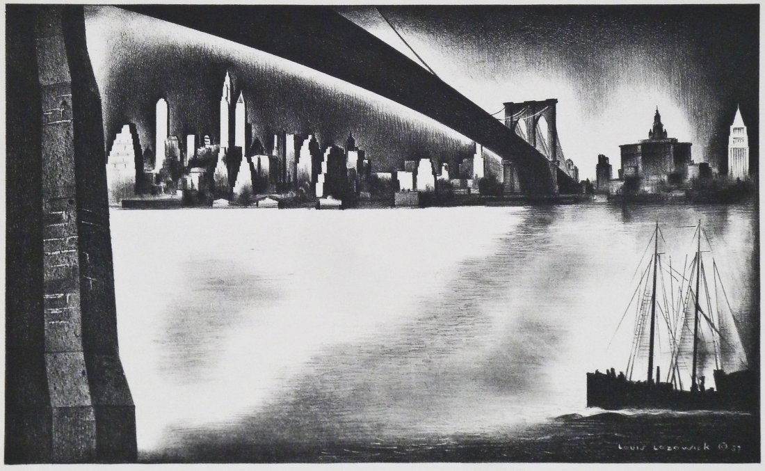 Louis Lozowick (1892-1973 American) ''Distant Manhattan (1 of 2)