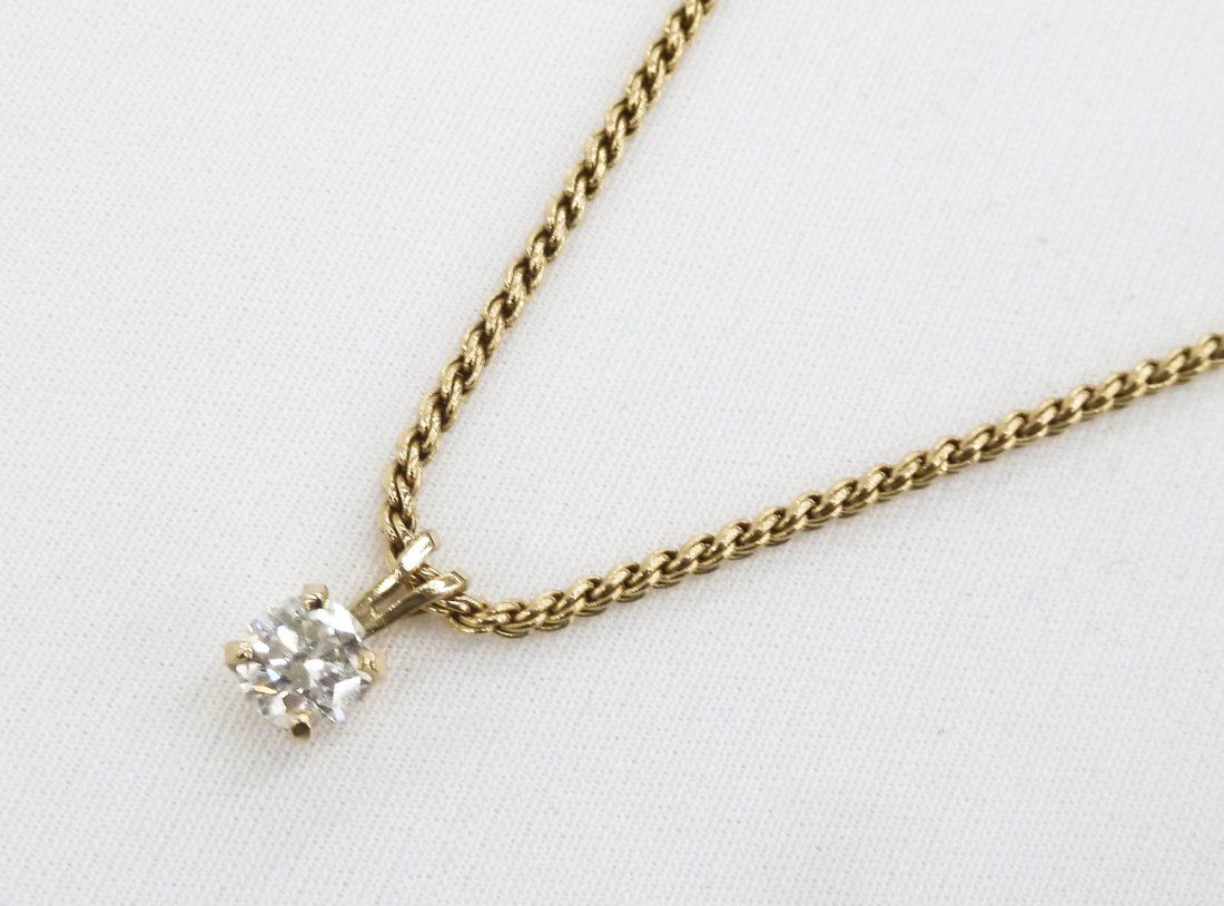 Lady's 14k Diamond Solitaire Pendant Necklace. Includes (1 of 3)