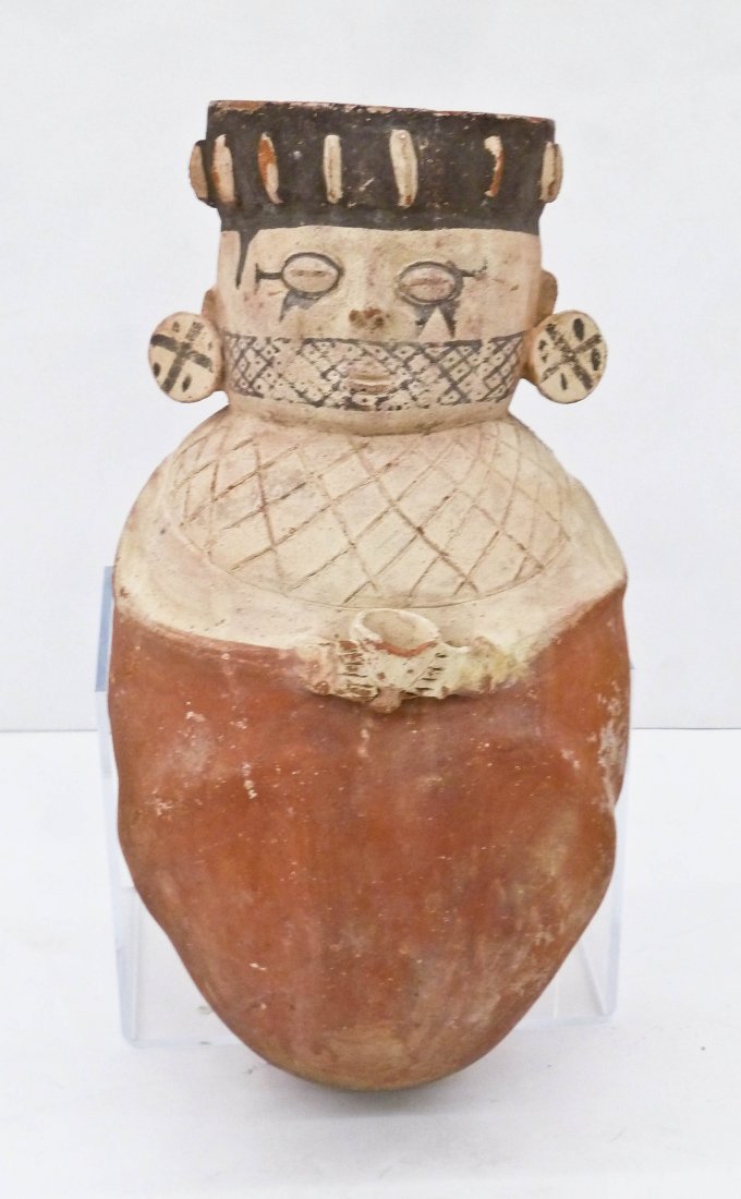 Pre Columbian Chancay Moon Goddess Large Ceramic Vessel (1 of 4)