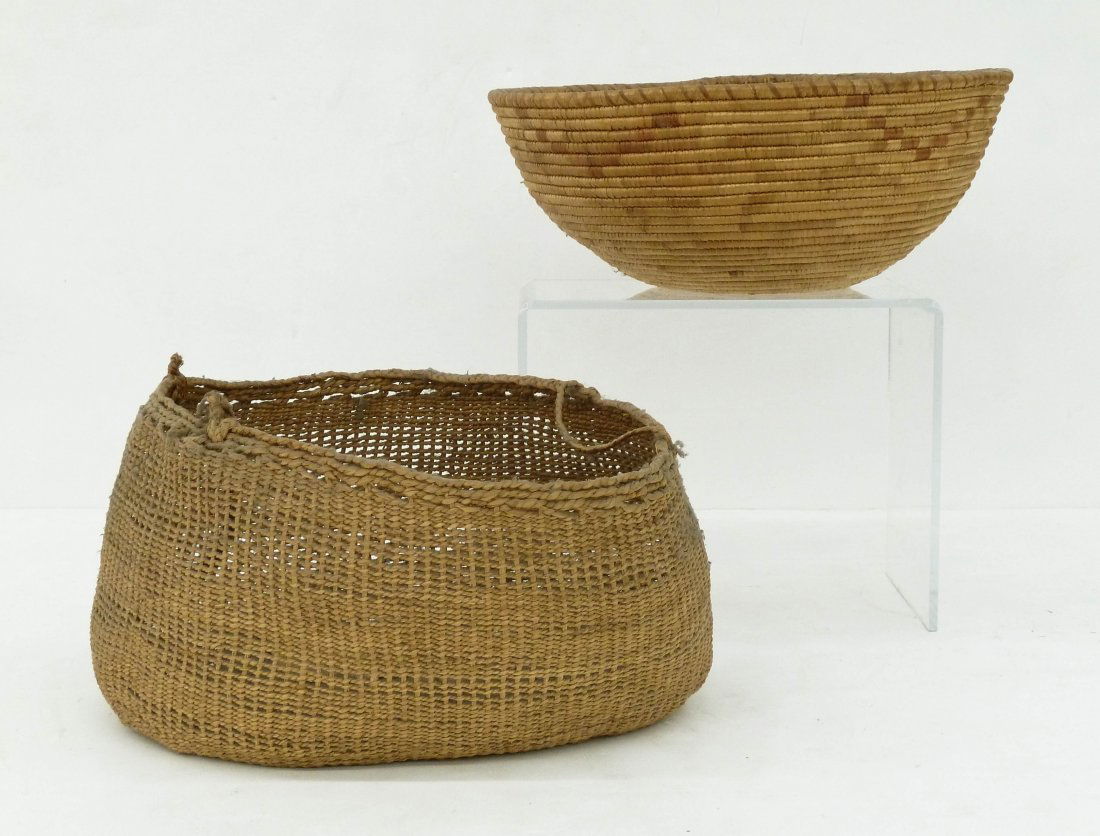 2pc Old Alaskan Eskimo Indian Baskets. Includes a large (1 of 2)