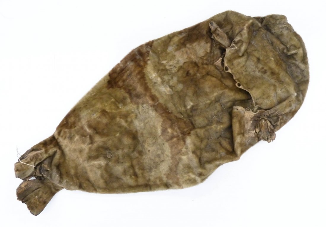 Antique Eskimo Seal Skin Hunting Bag 49''x22''. A full (1 of 2)