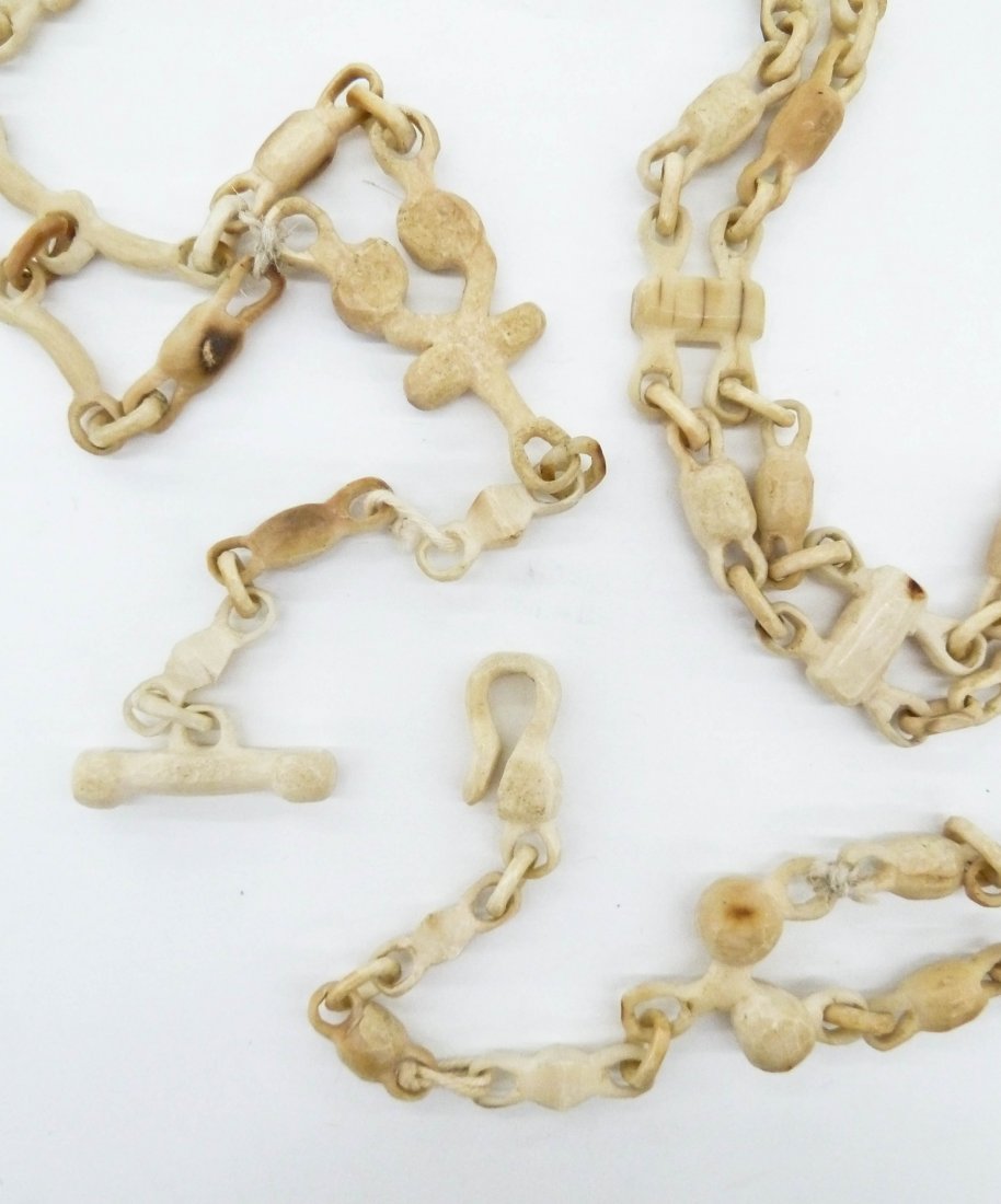 Antique Eskimo Carved Ivory Watch Chain 49''x1''. Happy (1 of 4)