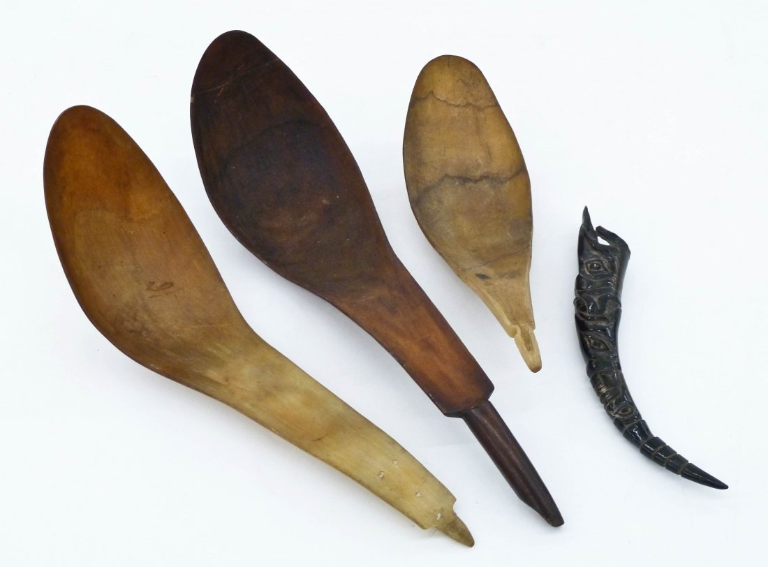 3pc Antique Northwest Coast Horn Spoons. Lot includes (1 of 5)