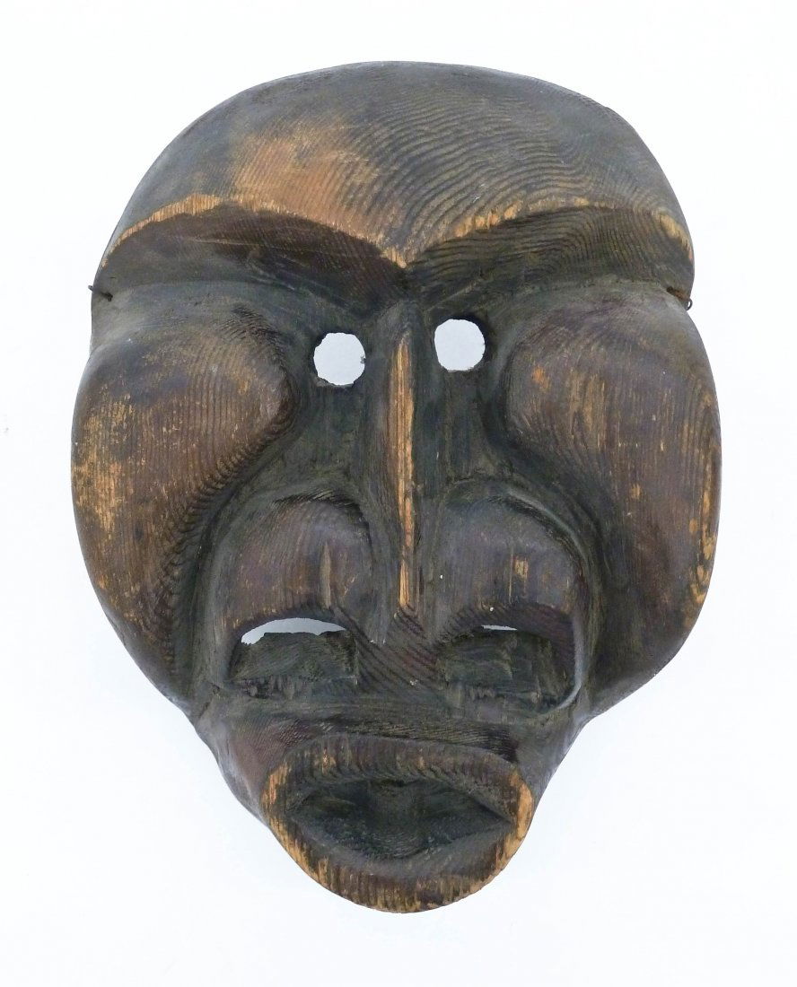 Old Inuit Wood Mask 10''x7''. Deeply carved and painted (1 of 3)