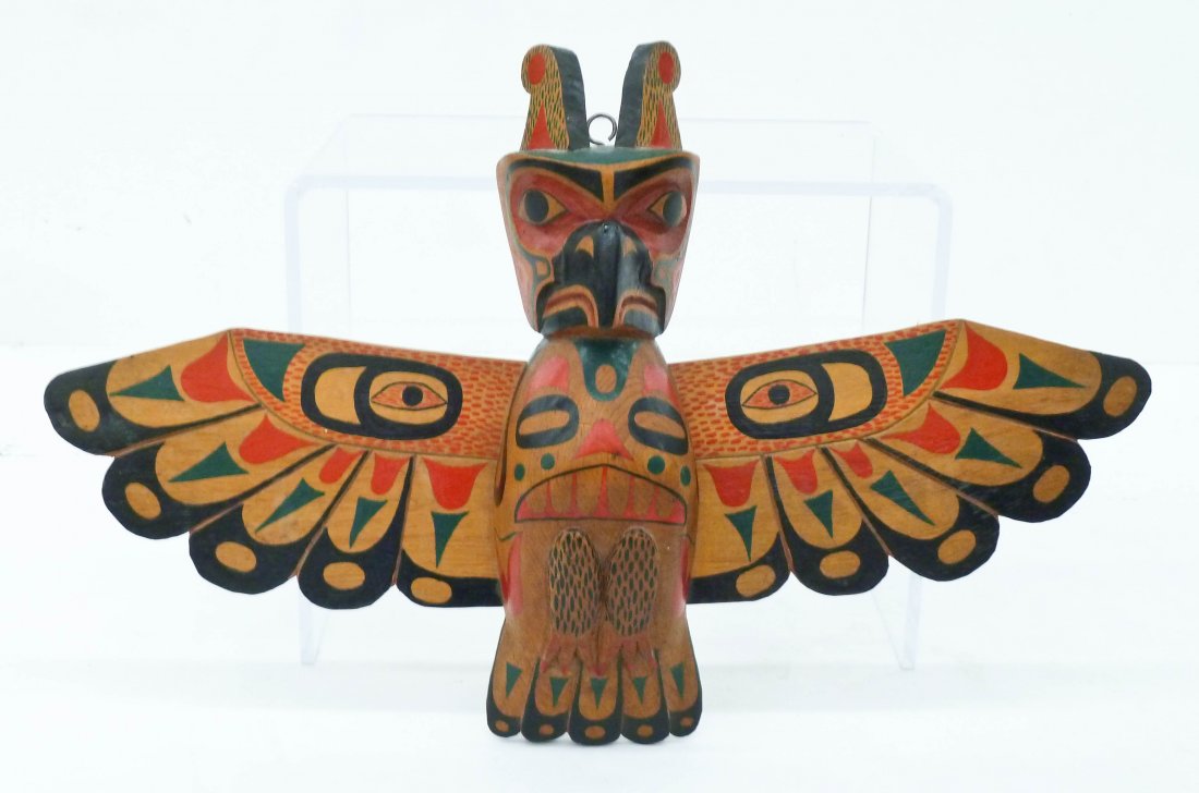 Stan Modeste Carved Thunderbird Hanging Totem Pole (1 of 3)