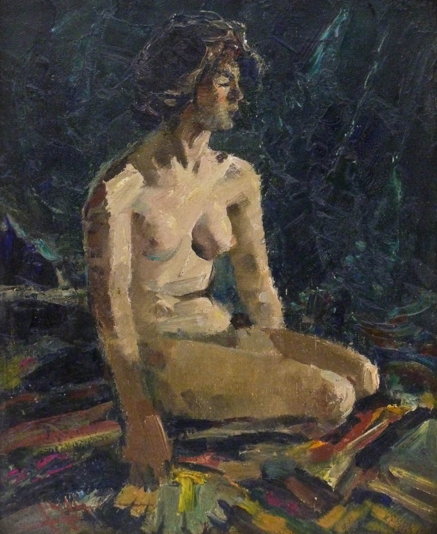 Eustace Ziegler (1881-1969 Alaskan) Untitled Reclining: Eustace Ziegler (1881-1969 Alaskan) Untitled Reclining Nude Oil on Board 12''x10'' Image. An unusual image of a female nude signed l.l. corner. Housed in original gilt frame measuring a total of 16.5'