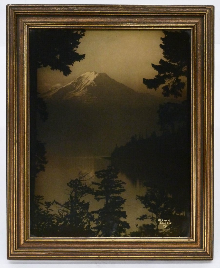 Norman Edson (1879-1968 Washington) ''Silver Dawn'': Norman Edson (1879-1968 Washington) ''Silver Dawn'' Orotone Photograph 14''x11'' Image. Signed l.r. and housed in original gilt framed 16.5''x13.5''. Goldtone has a few tiny knicks to upper edge, othe