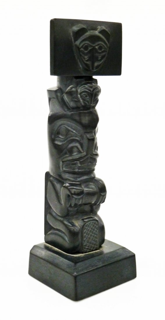 Glen Pollard (b.1957 Haida) Argillite Mortuary Totem (1 of 3)