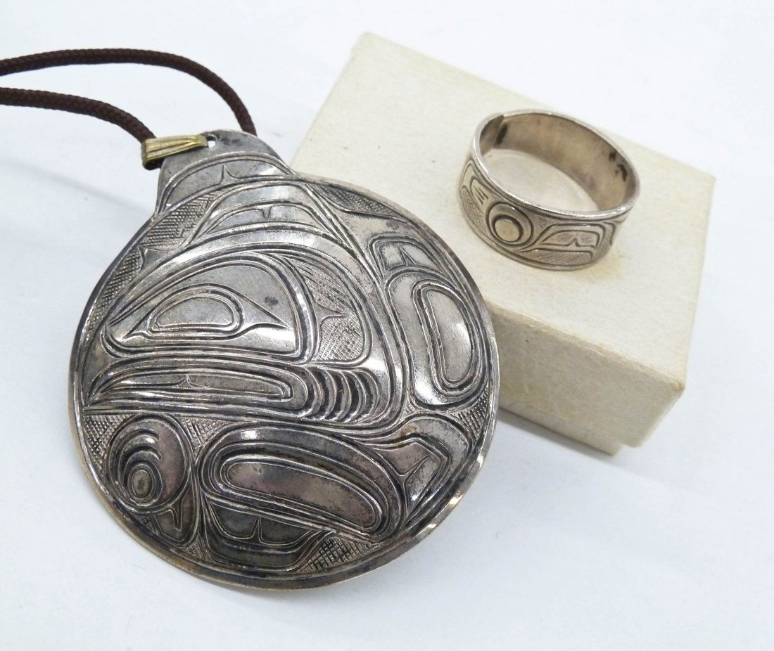 2pc Lloyd Wadhams (1938-1992 Kwakiutl) Native Silver (1 of 3)