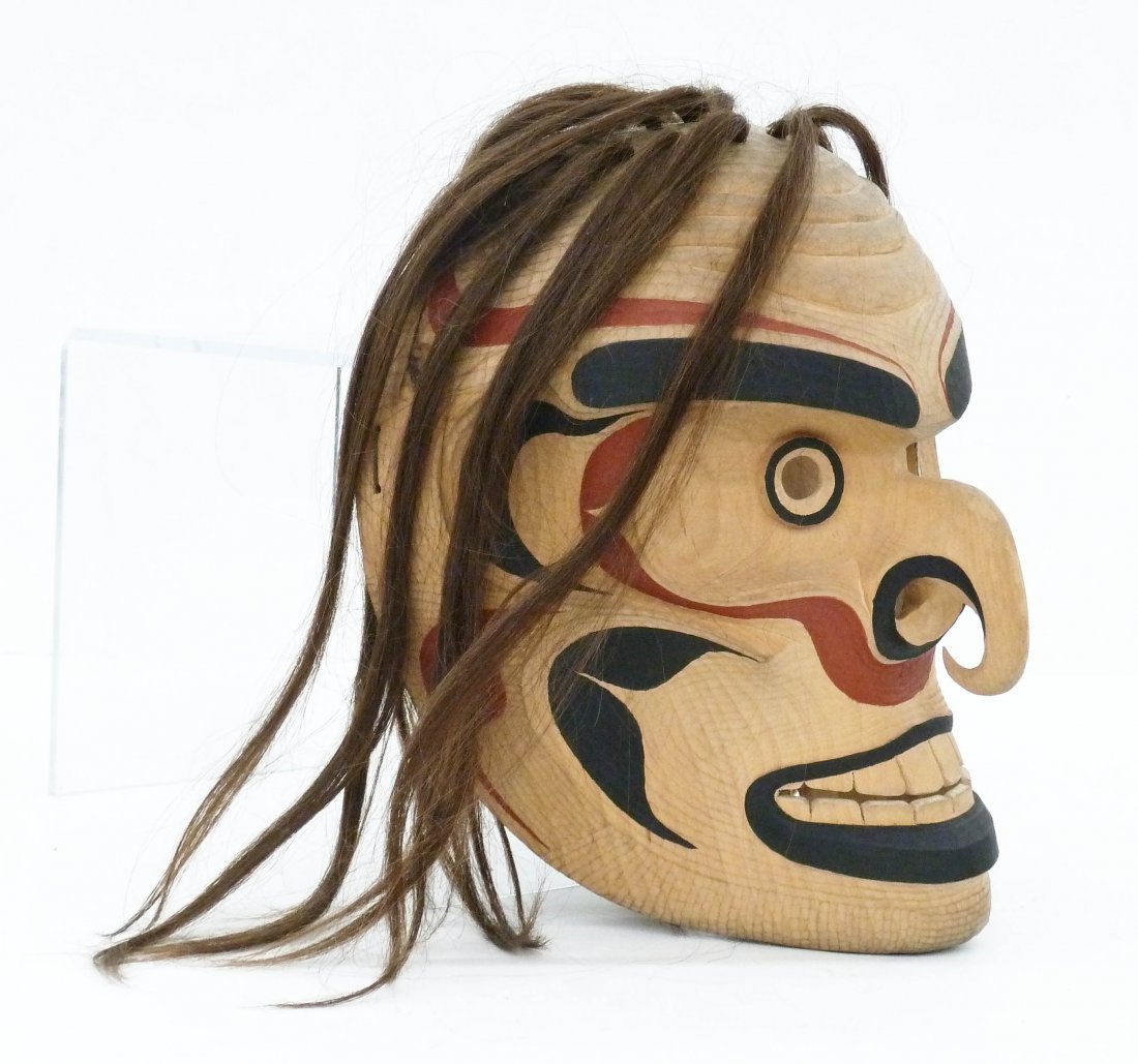 Micah Vogul (b.1974 Makah) Wild Man Mask 16''x9''x8''. (1 of 4)