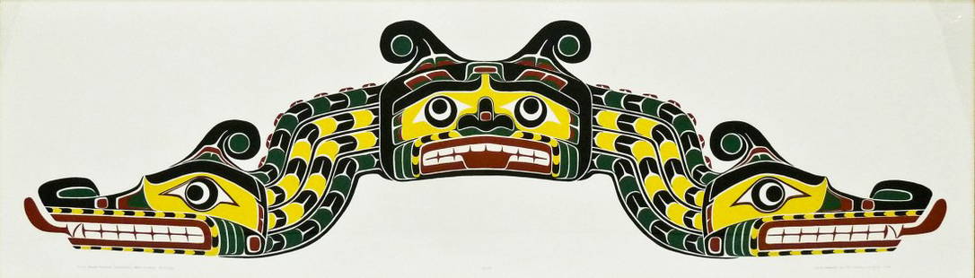 Robin Wright/Willie Seaweed ''Sisiutl'' 1976 Serigraph: Robin Wright/Willie Seaweed ''Sisiutl'' 1976 Serigraph 17.5''x60'' Sight. Produced by Robin Wrigth after the 1934 original by Willie Seaweed at the Thomas Burke Memorial Washington State Museum. Penci