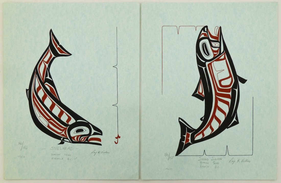 2pc Roy Vickers (b.1946 Tsimshian) ''Steelhead'' and (1 of 1)
