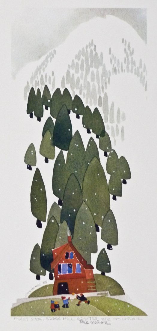 Rie Munoz ''First Snow, Starr Hill'' 1985 Lithograph (1 of 3)
